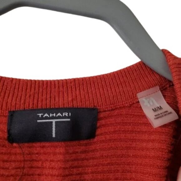 Tahari burnt orange ribbed boxy button-up cardigan sweater size M - Picture 4 of 7